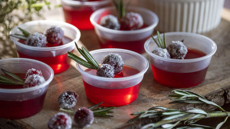 Jell-O shots with garnish