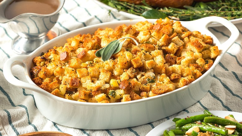 Stuffing with sage in casserole dish