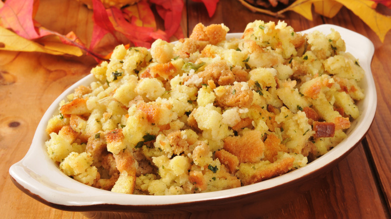 Stuffing in ceramic dish