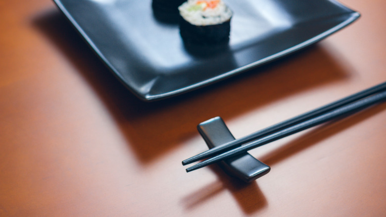 Hashioki (chopstick rest) with sushi