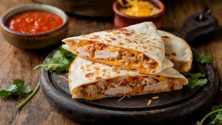 quesadilla with melted shredded cheese