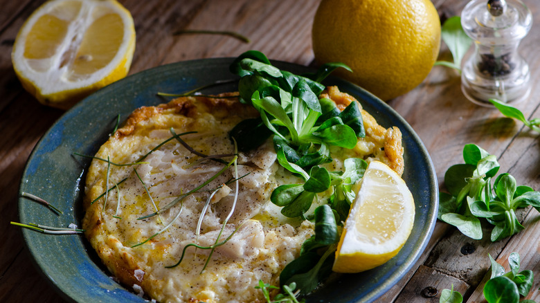 Omelette Arnold Bennett with smoked haddock and bechamel
