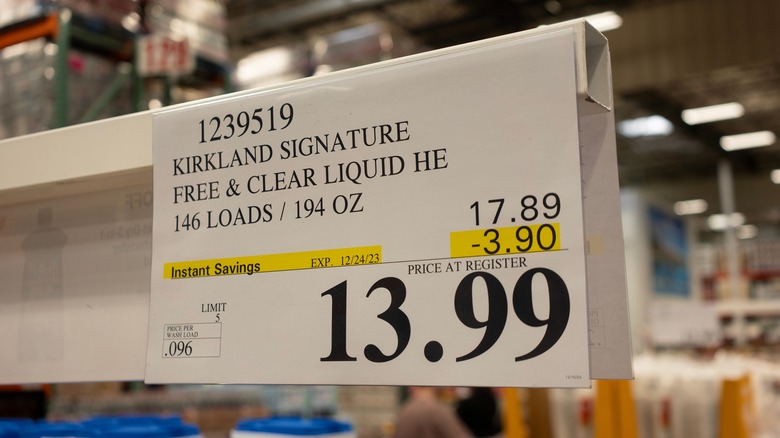 Costco price tag for laundry detergent