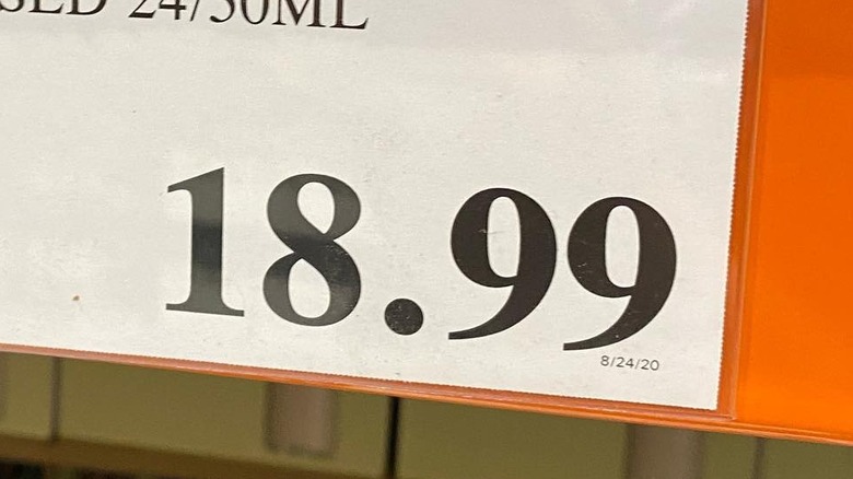 Costco price tag with date