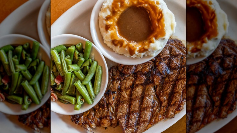 Texas Roadhouse steak and sides