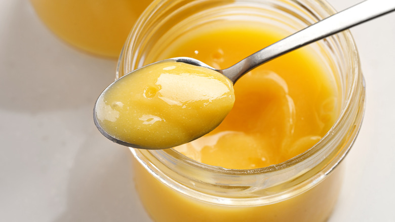 lemon curd on a spoon