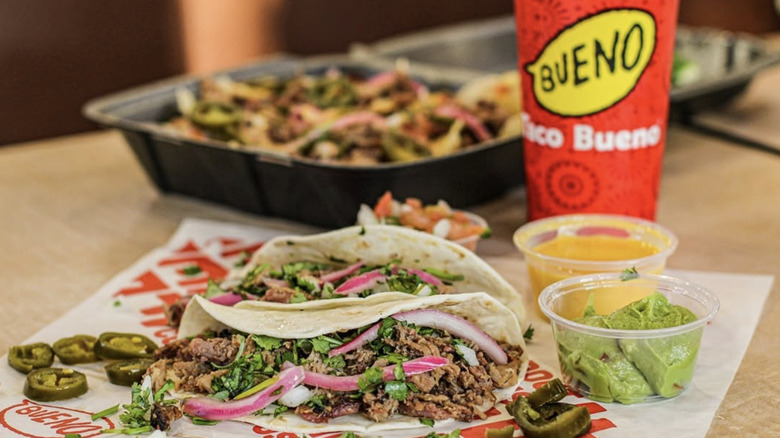 menu spread from taco bueno commercial