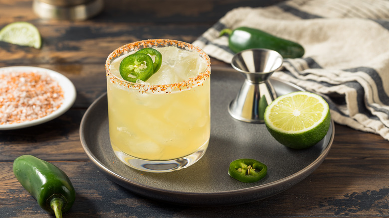 Spicy margarita with peppers and lime