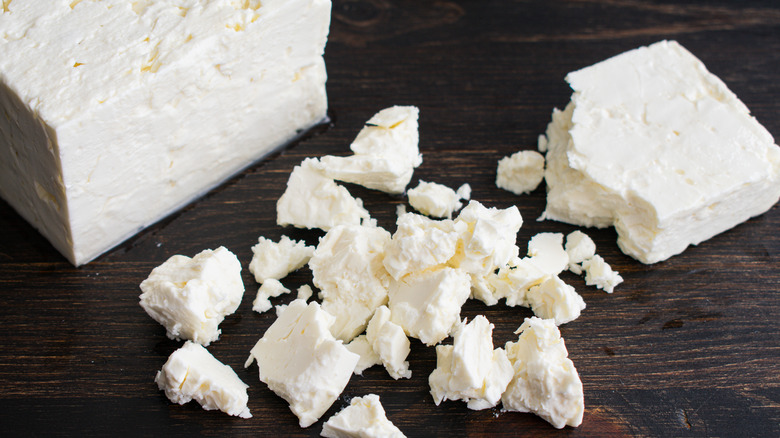 block of feta cheese crumbled