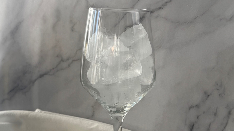 Wine glass full of ice