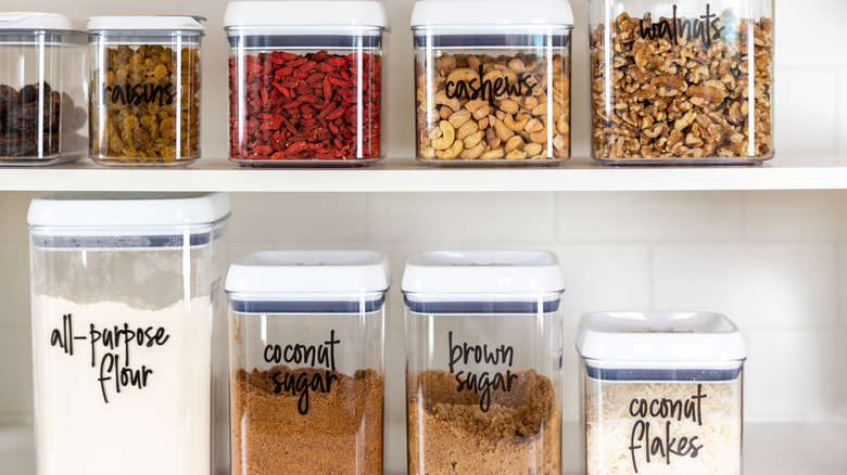 pantry staples in airtight boxes