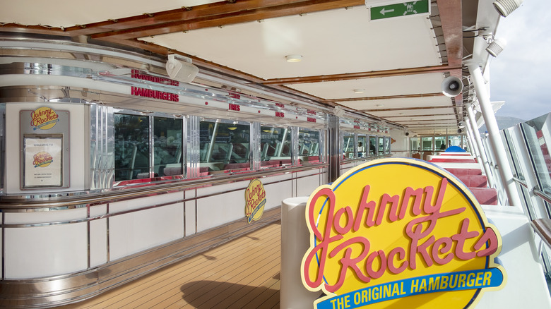 Johnny Rockets interior with sign