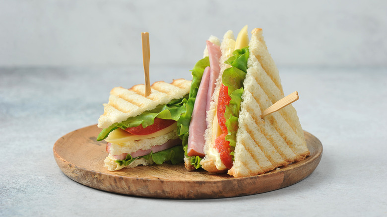 Traditional club sandwich with toothpick