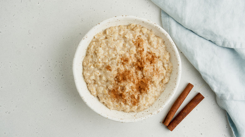 bowl of oatmeal with cinnamon