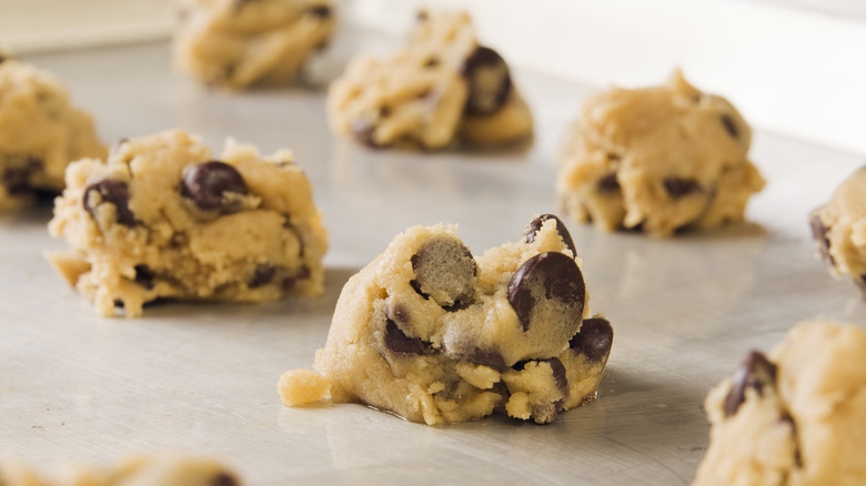 Cookie dough on baking tray