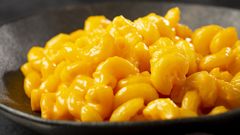 Close-up of cooked boxed mac and cheese