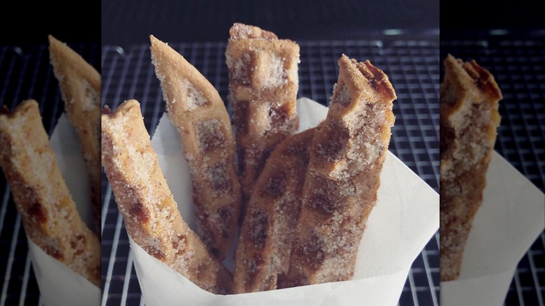 Waffle strips made into churros