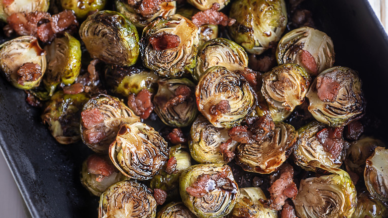 Roasted Brussels sprouts with bacon