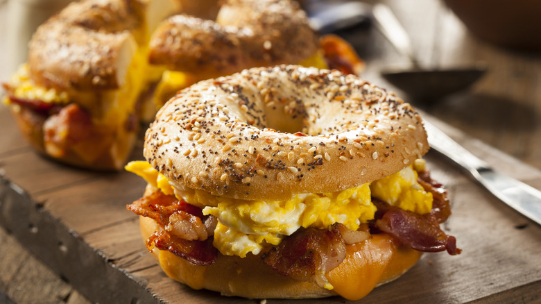 everything bagel breakfast sandwiches