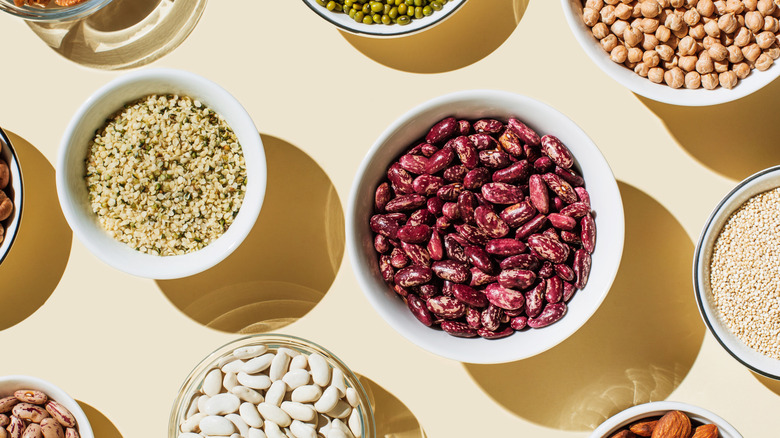 bowls of beans and grains