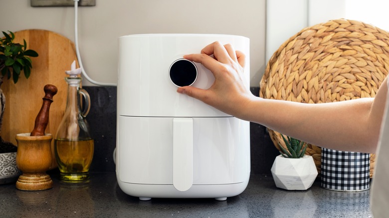 White air fryer on countertop