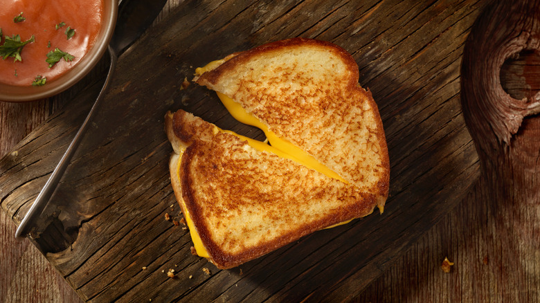 Grilled cheese on wood