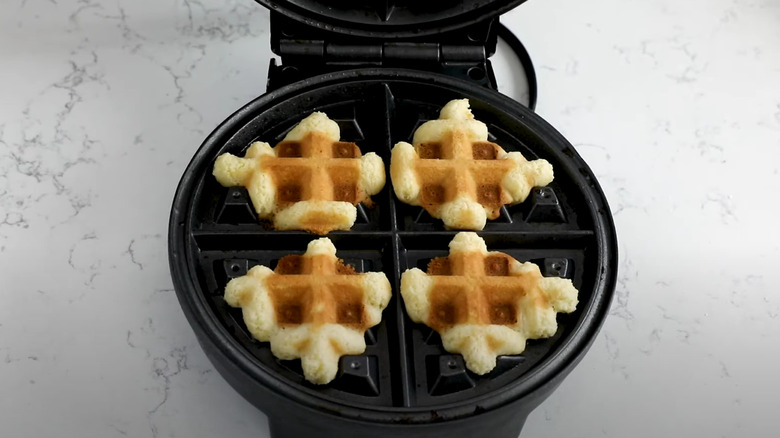 waffle iron cookies in waffle iron