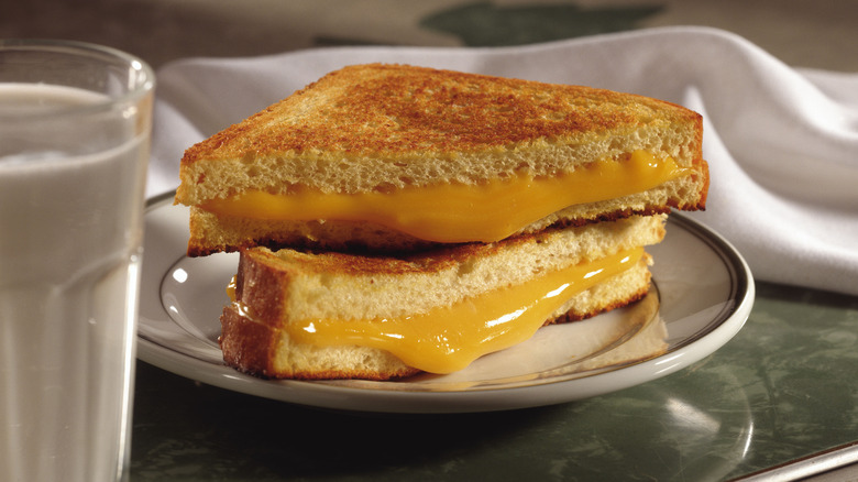 grilled cheese sandwich with milk