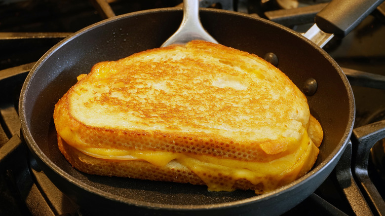 grilled cheese on skillet