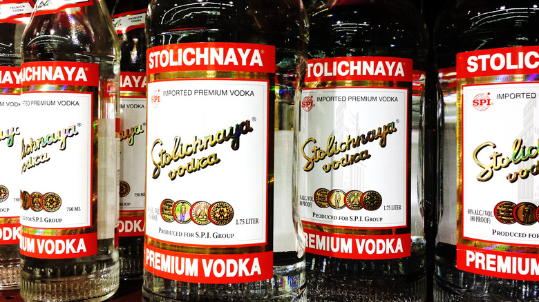 Bottles of Stolichnaya vodka