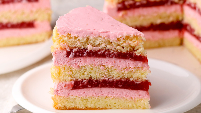 slice of strawberry cake