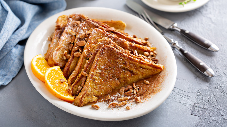 French toast with orange and pecans