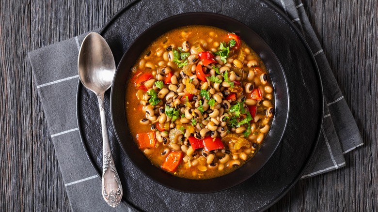 Bowl of stewed black eyed peas