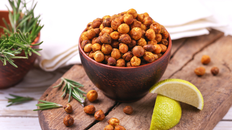 roasted chickpeas with lime and rosemary