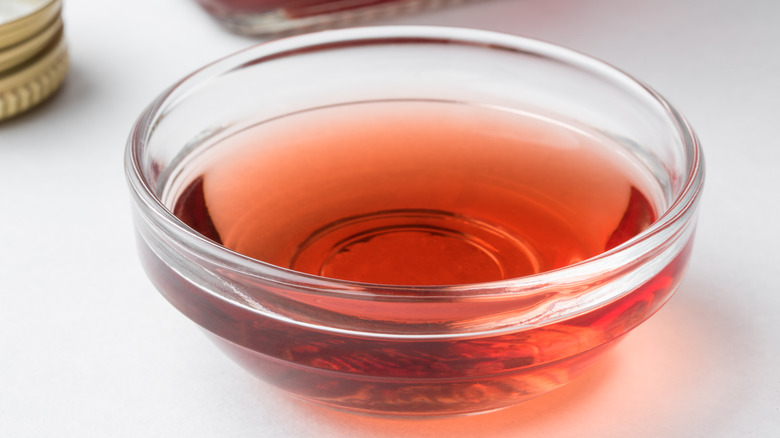 red wine vinegar in a glass bowl