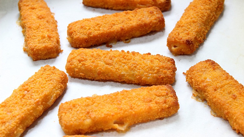 Fish sticks on white background