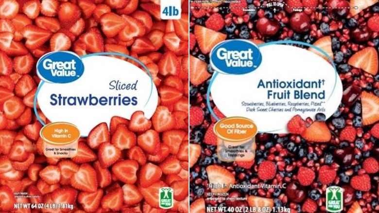 Great Value frozen fruit packaging