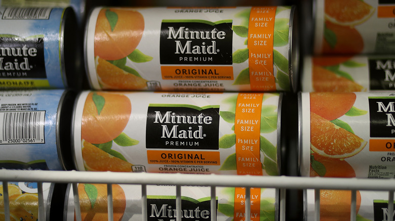 Minute made orange juice concentrate cans