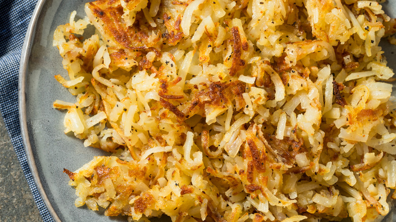 Shredded hashbrowns on a dish