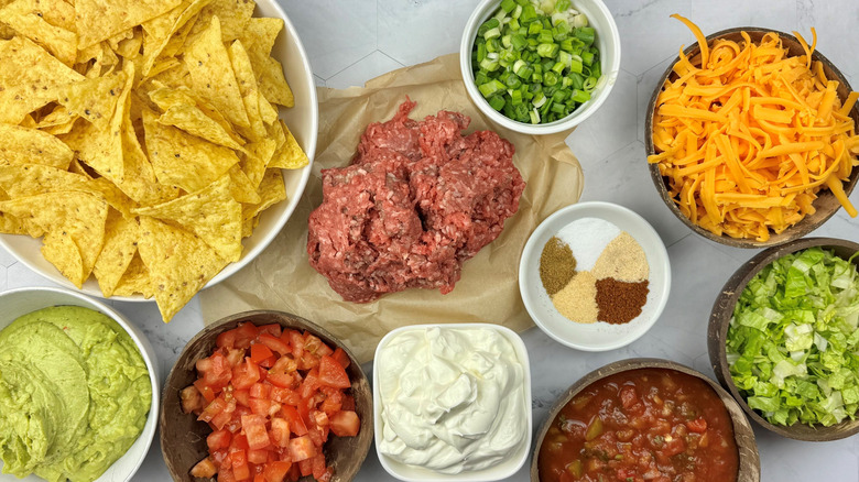 Ingredients for loaded taco dip