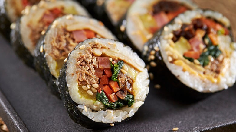 Pieces of korean kimbap