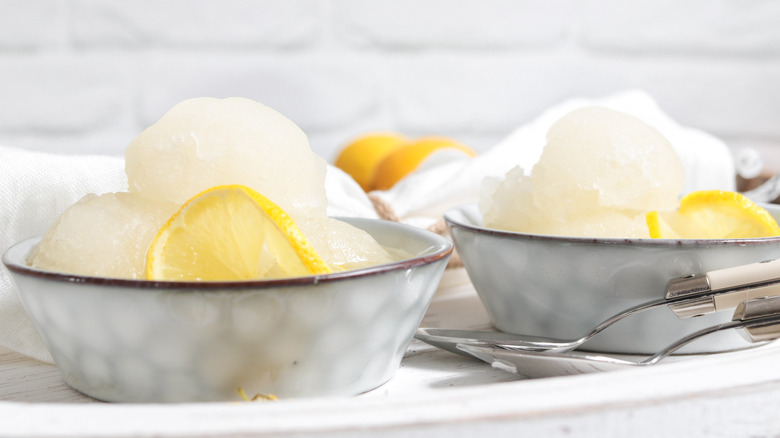 Bowls of lemon sorbet