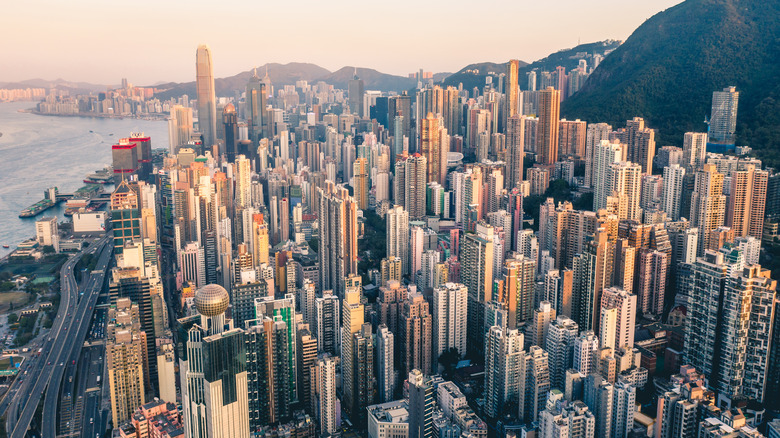 an aerial view of Hong Kong