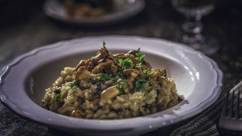 A plate of mushroom risotto