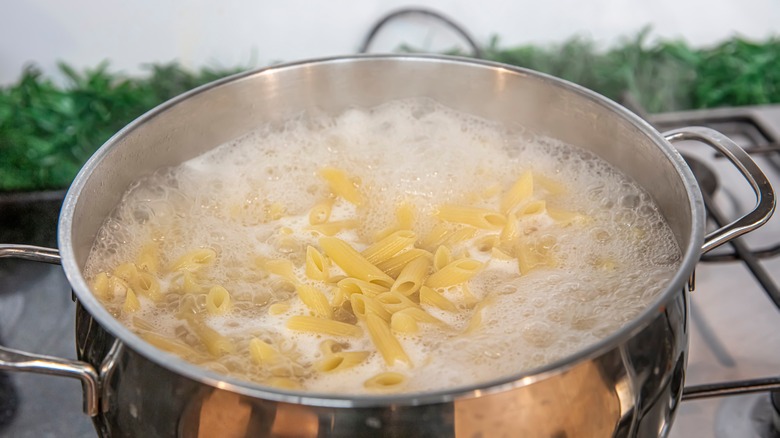 pot of cooking pasta