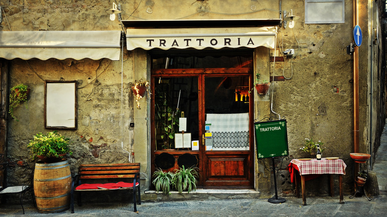 Classic Italian restaurant trattoria 