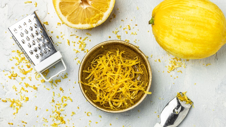 lemon zest and zesting tools on table