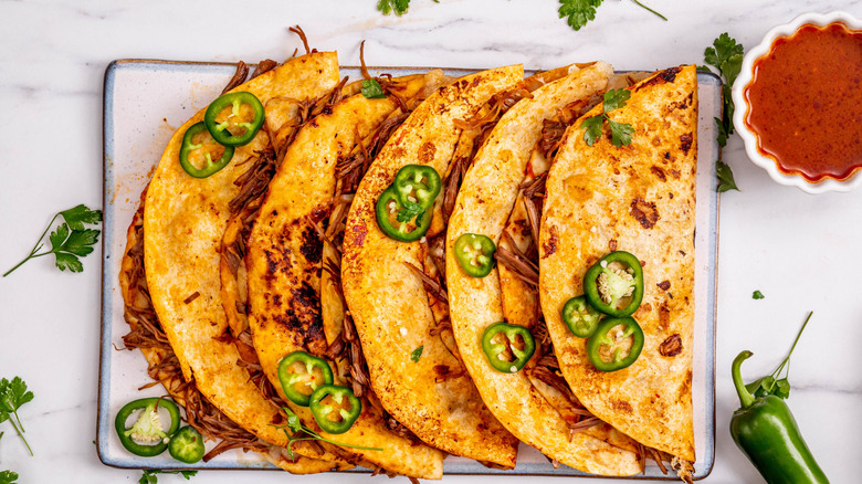 Quesadillas with jalapeños with salsa