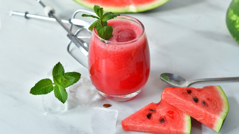 Watermelon cocktail with mint and sliced melon