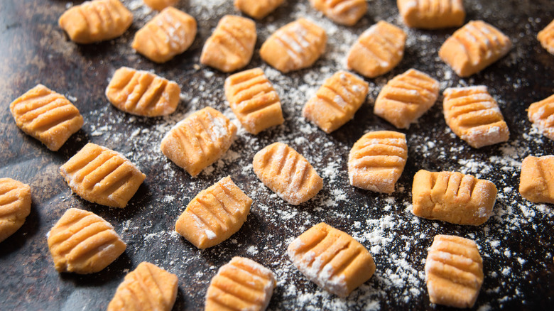 sweet potato gnocchi dusted with powdered sugar